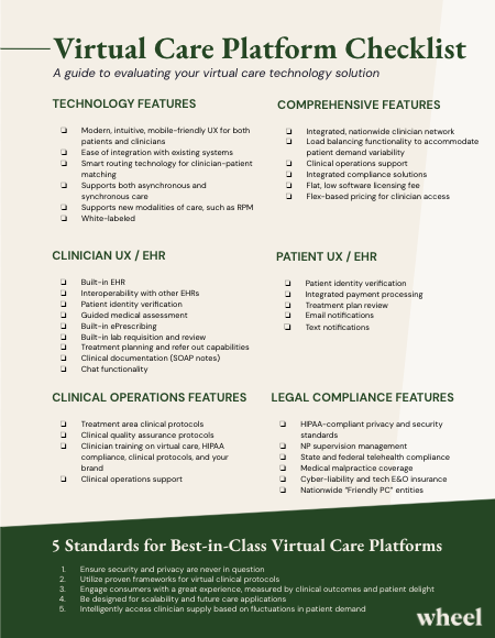 Telehealth platform evaluation checklist